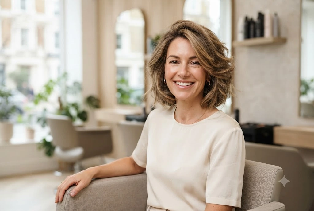 Hairstyles for thin hair women featuring a layered bob with natural volume