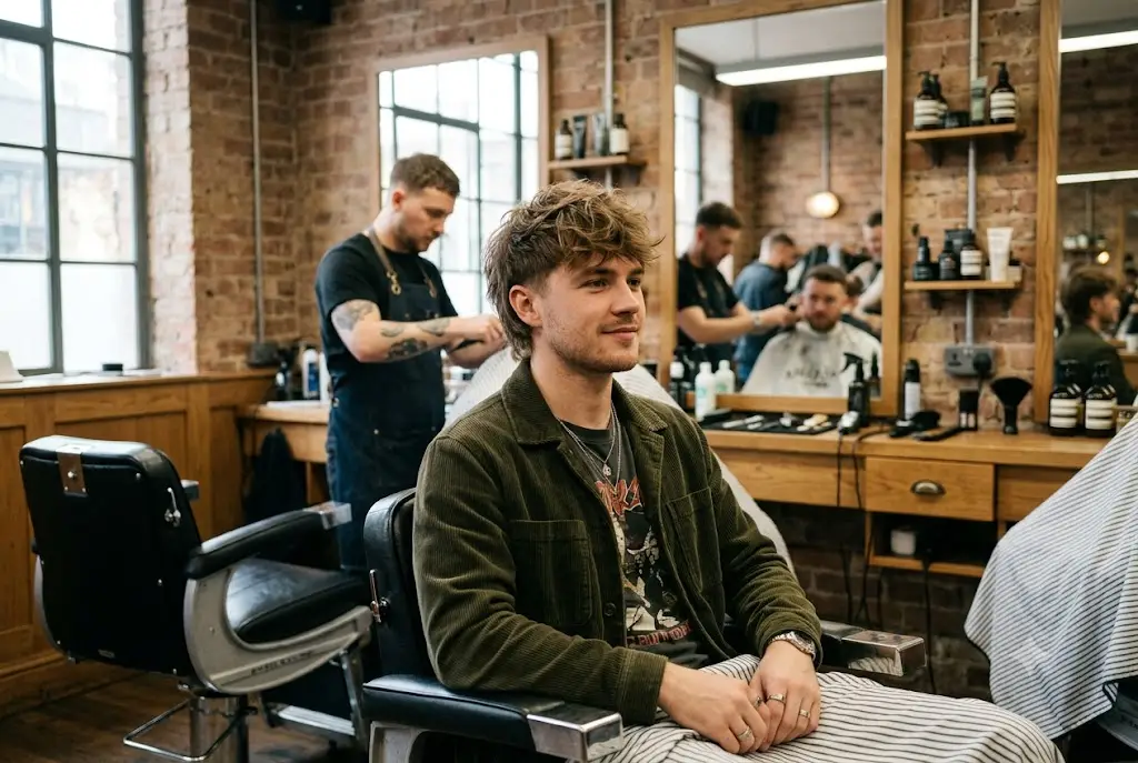 Modern mens shag hairstyle with textured layers and natural volume