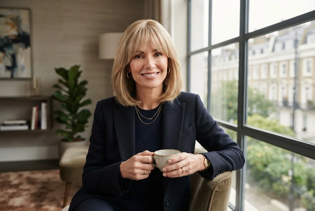 Blonde wig with bangs and natural-looking face-framing fringe