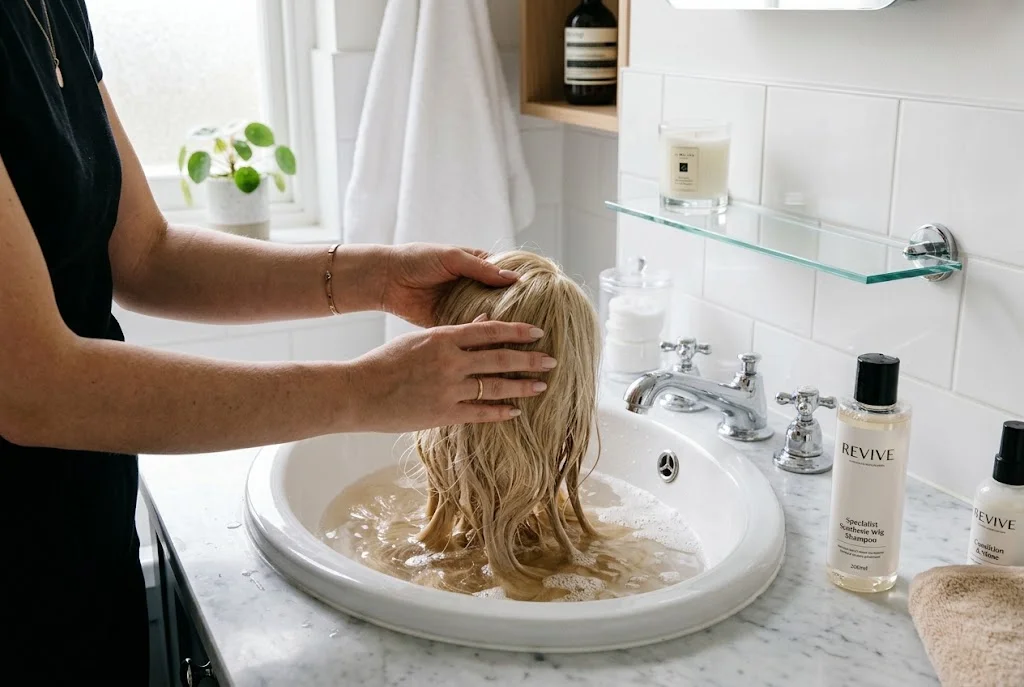 How to clean a synthetic wig with specialist shampoo and gentle washing techniques