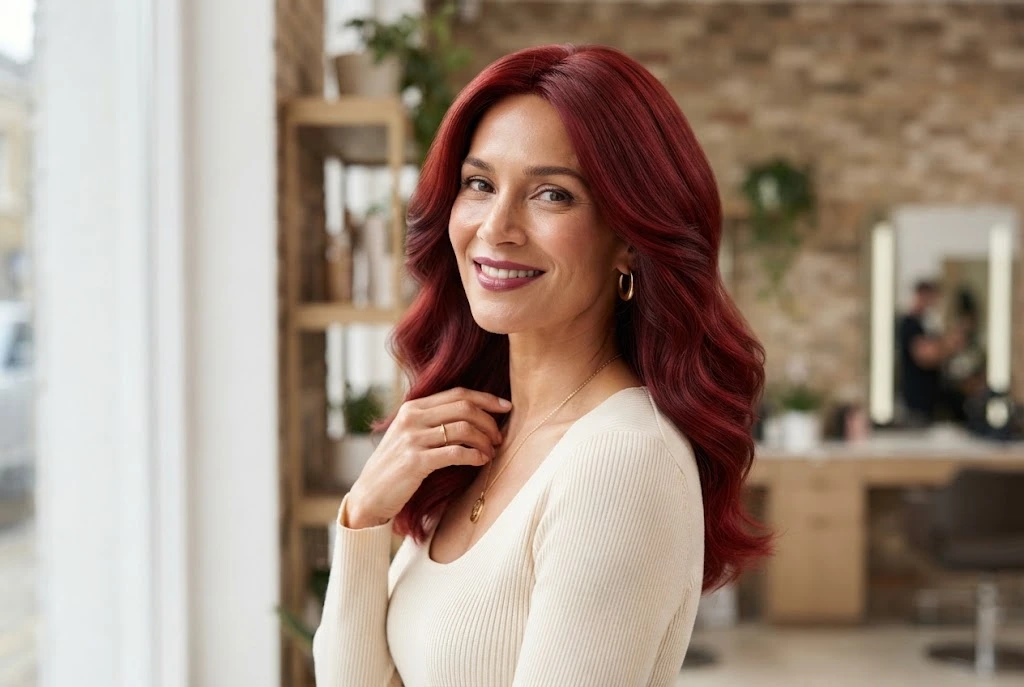 Red wigs in a stylish red hair wig look